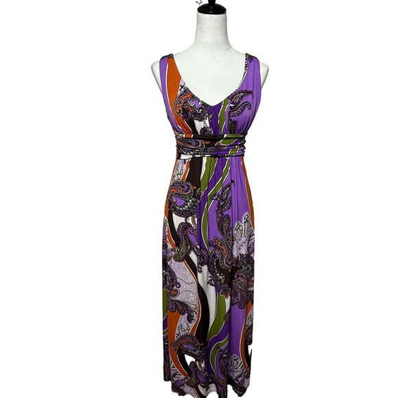 Bisou Bisou Dress 8 Maxi Y2K Baby Doll Purple Colorful Sleeveless Stretch - Picture 1 of 10